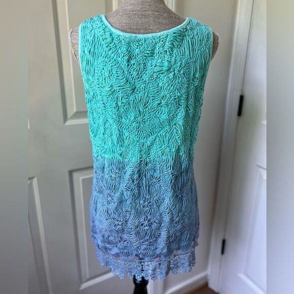 Sundance Lace Ombré Crotchet Blue mini dress Medium - Picture 3 of 4